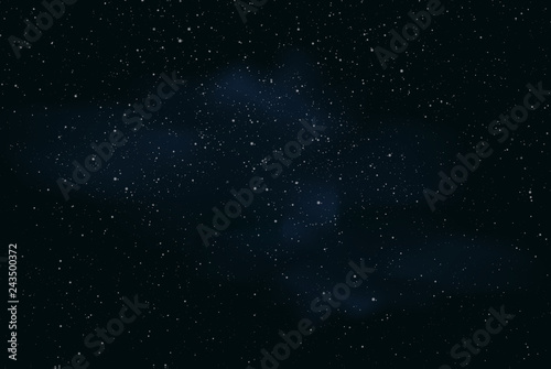 Realistic illustration of a dark night sky or space with stars and nebula  vector