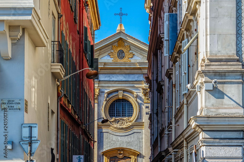 Obraz na płótnie Architectural details of the buildings in the old town Nice, Cote d Azur, French riviera, France w salonie