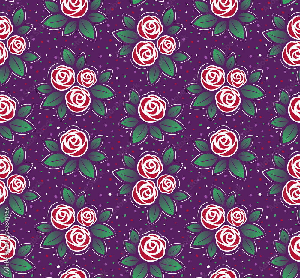 Naklejka premium Floral Graphic Ornament. Decorative seamless vegetal pattern formed from bouquets of roses.