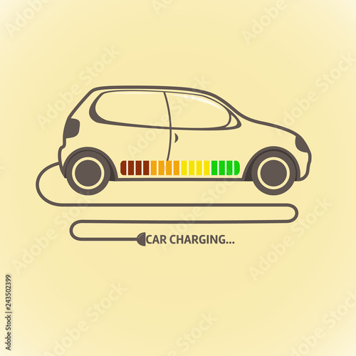 Electric auto icon. Flat design. Vector illustration.
