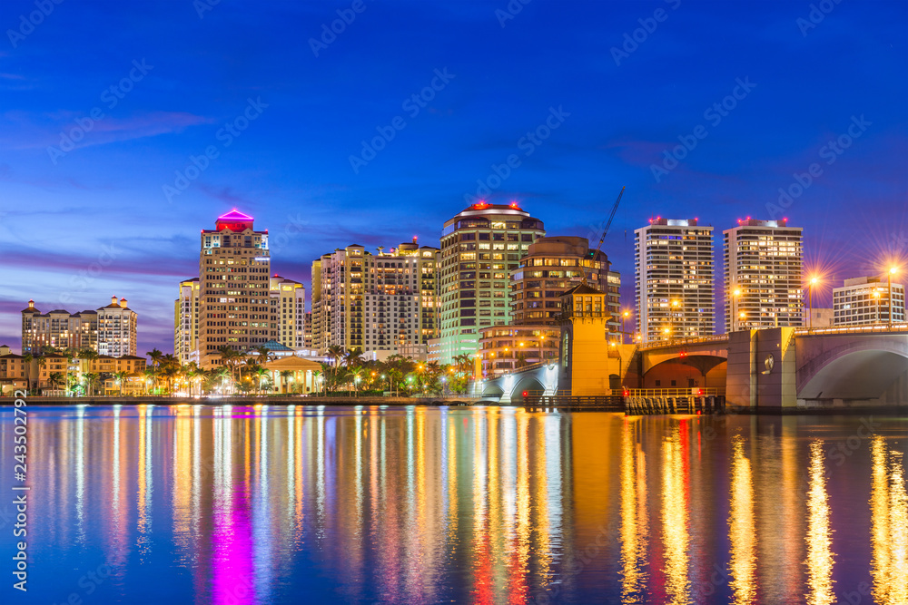 West Palm Beach, Florida, USA skyline on the Intracoastal Waterway