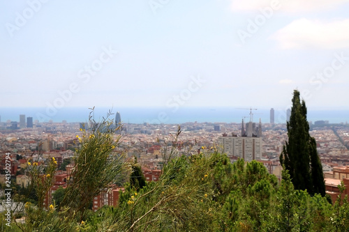 Aerial view of Barcelona from Park Güell.