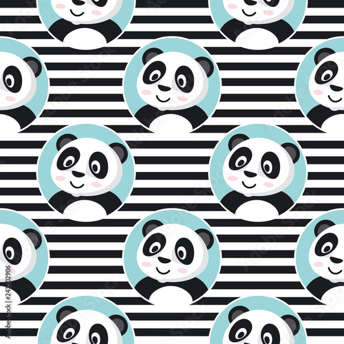 Fototapeta Naklejka Na Ścianę i Meble -  Little Panda Seamless Pattern