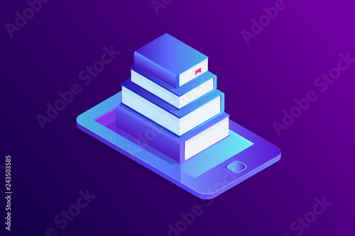 Isometric concept of e-books library