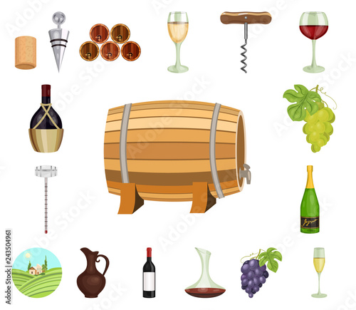 Wine products cartoon icons in set collection for design. Equipment and production of wine vector symbol stock web illustration.