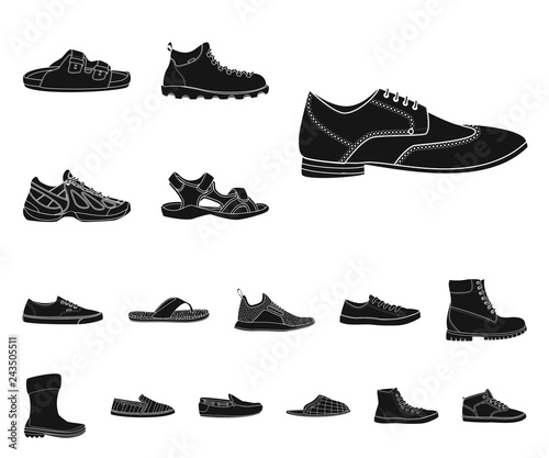 Vector illustration of man and foot sign. Set of man and wear stock vector illustration.
