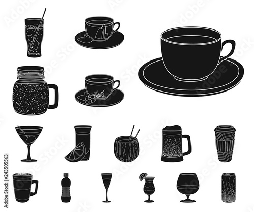 Isolated object of drink and bar symbol. Set of drink and party stock symbol for web.