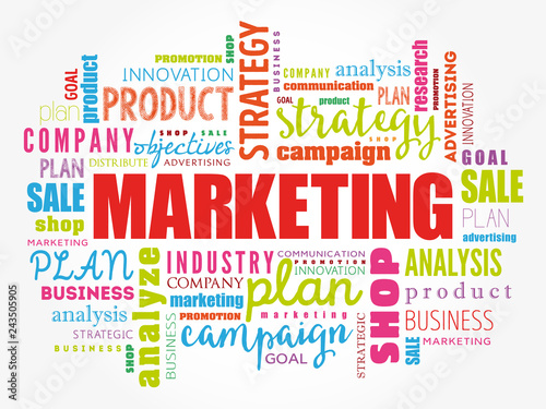 Marketing Strategy and Core Objectives of Product words cloud, business concept background