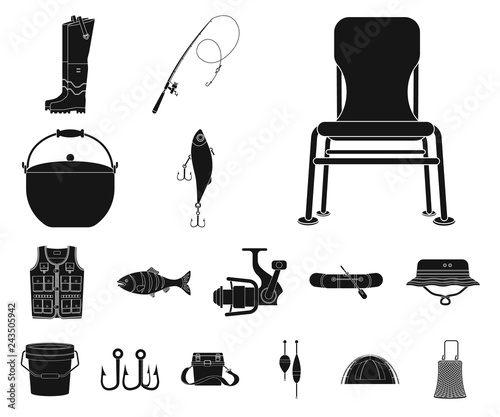Isolated object of fish and fishing sign. Set of fish and equipment vector icon for stock.
