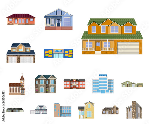 Vector design of building and front logo. Collection of building and roof stock vector illustration.