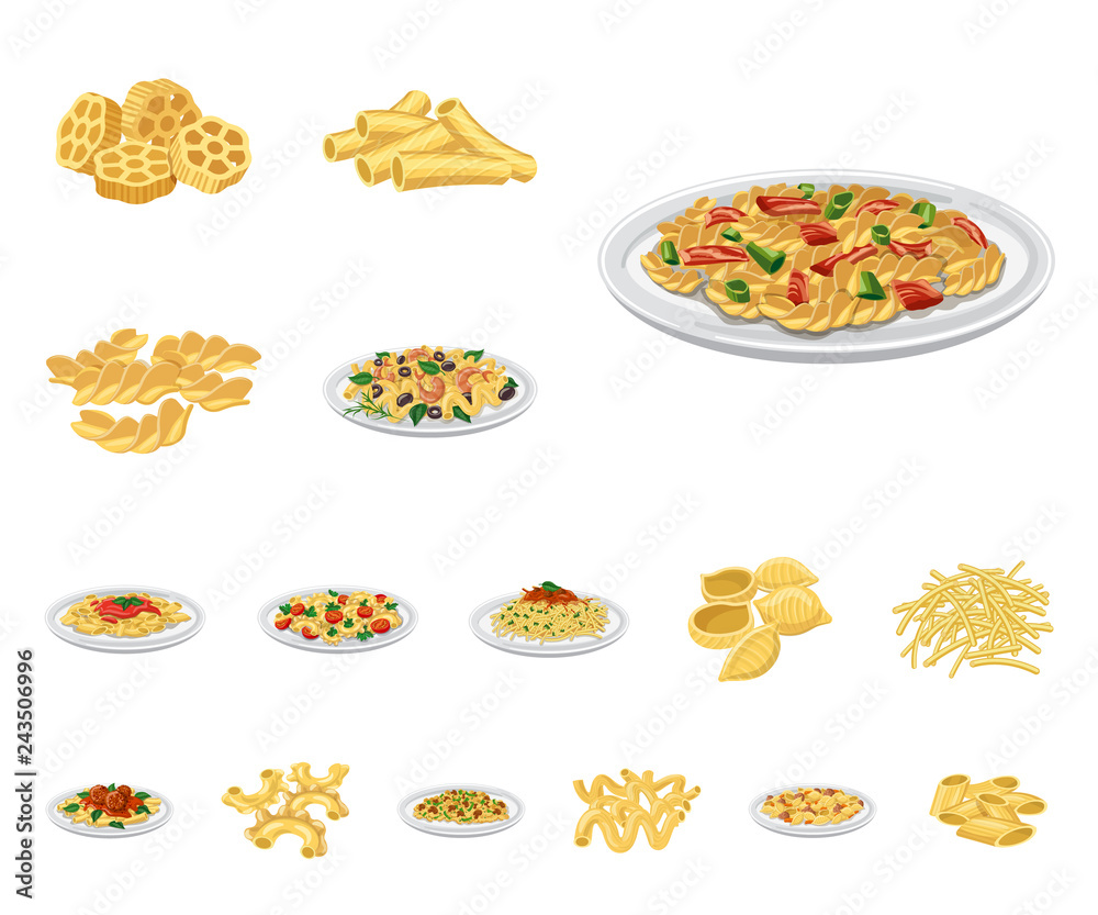 Vector design of pasta and carbohydrate symbol. Set of pasta and macaroni vector icon for stock. Vector design of pasta and carbohydrate symbol. Set of pasta and macaroni vector icon for stock.