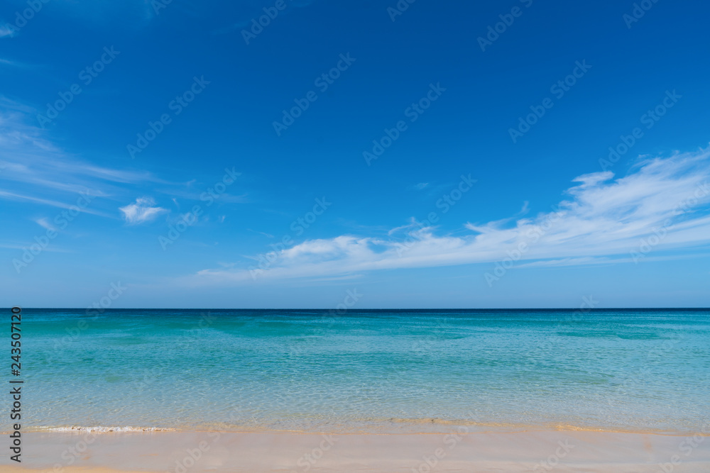 Beautiful tropical beach and blue sky at Phuket ,Thailand ,Nai Harn Beach