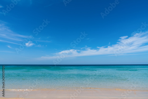 Beautiful tropical beach and blue sky at Phuket ,Thailand ,Nai Harn Beach