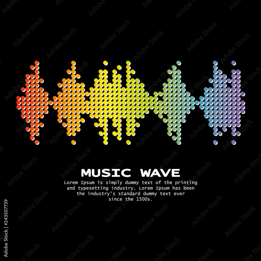 Graphic Rainbow circles logo Equalizer on black Graphic Rainbow circles logo Equalizer on black