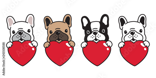 dog vector french bulldog heart valentine hug cartoon character icon smile logo illustration
