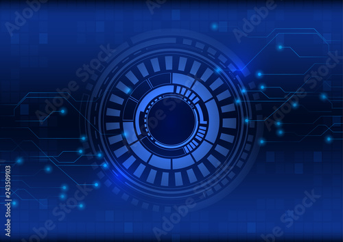 Fototapeta Naklejka Na Ścianę i Meble -  Abstract blue technology background with circle tech , Vector illustration