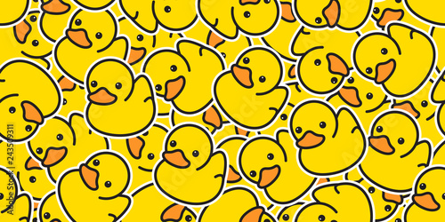 Tableau sur toile duck seamless pattern vector rubber ducky isolated cartoon illustration bird bat