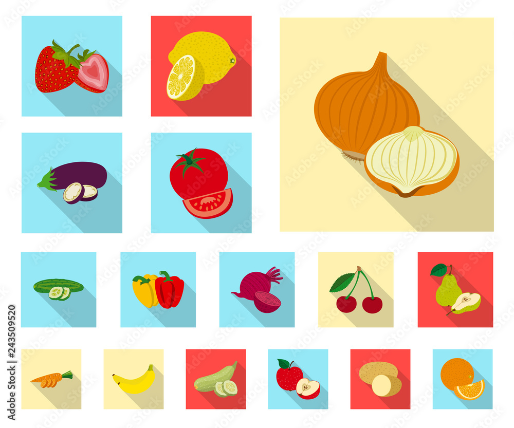 Isolated object of vegetable and fruit symbol. Collection of vegetable and vegetarian stock symbol for web.