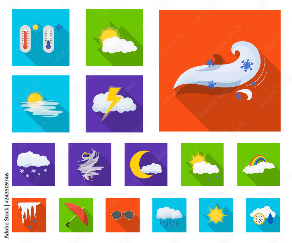 Vector illustration of weather and climate symbol. Collection of weather and cloud vector icon for stock.