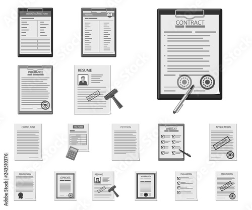 Isolated object of form and document logo. Set of form and mark vector icon for stock.