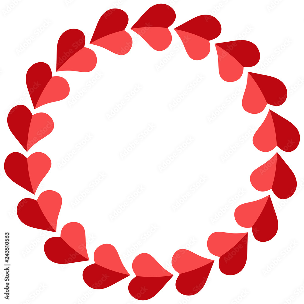 Valentine frame hearts round, vector photo frame for a loved one, template circular hearts for the beloved