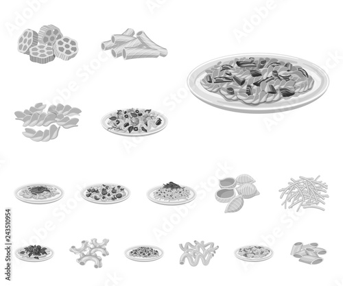 Isolated object of pasta and carbohydrate logo. Collection of pasta and macaroni stock vector illustration.