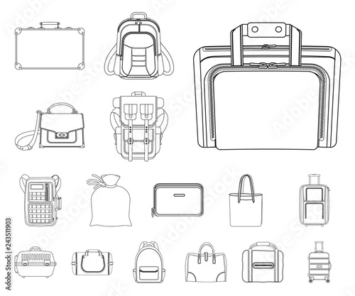 Isolated object of suitcase and baggage icon. Collection of suitcase and journey stock symbol for web.