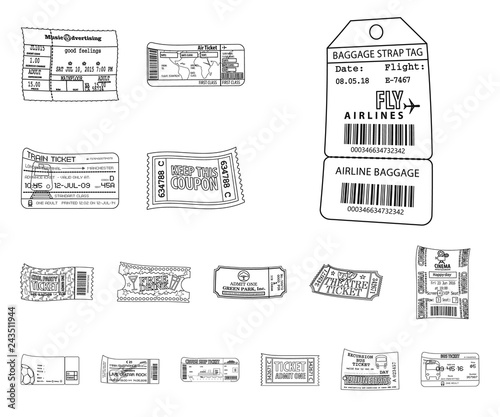 Vector design of ticket and admission logo. Collection of ticket and event stock symbol for web.