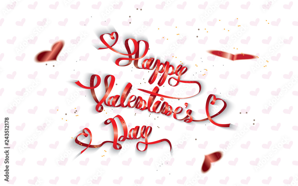 Happy Valentine's Day-text written with decorative red paper