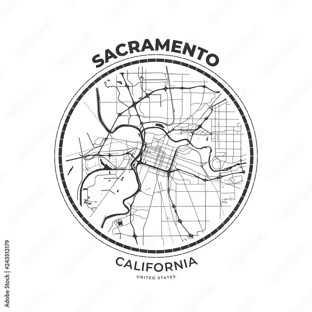 T-shirt map badge of Sacramento, California T-shirt map badge of Sacramento, California