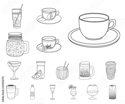 Vector illustration of drink and bar logo. Set of drink and party vector icon for stock.