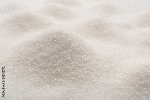 Foto White sugar texture, sweet background with copy space