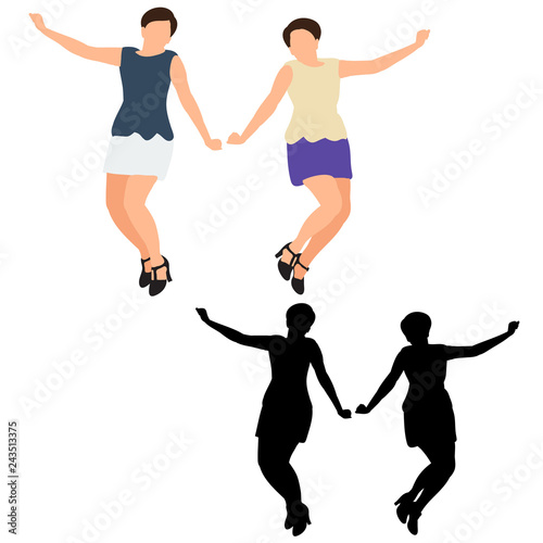 set of girls silhouettes jumping