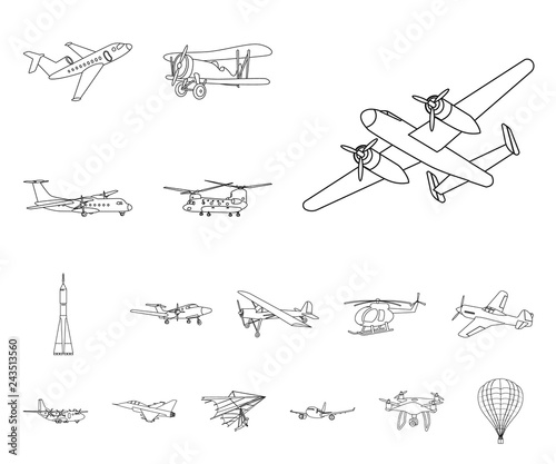 Isolated object of plane and transport symbol. Set of plane and sky stock symbol for web.
