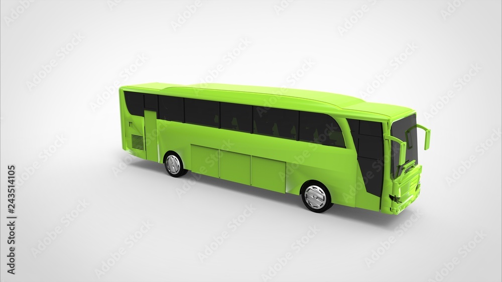 green bus 3d white background