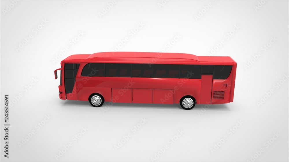 red bus 3d white background