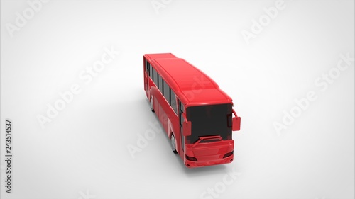 Photography red bus 3d white background