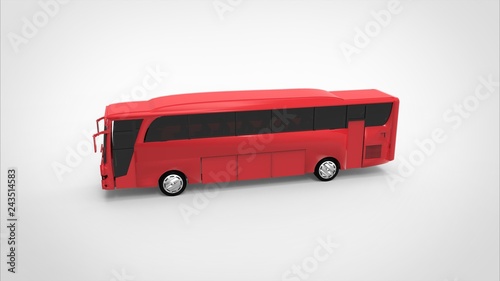 red bus 3d white background