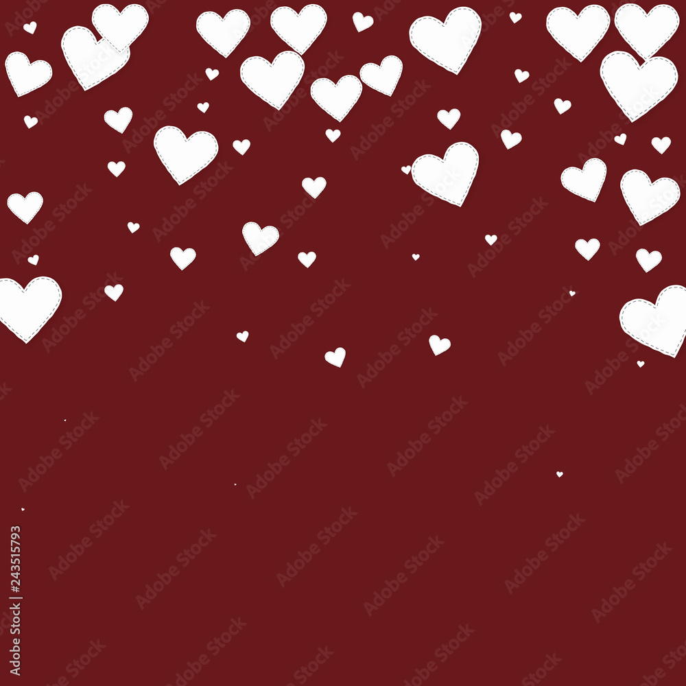 White heart love confettis. Valentine's day fallin White heart love confettis. Valentine's day fallin