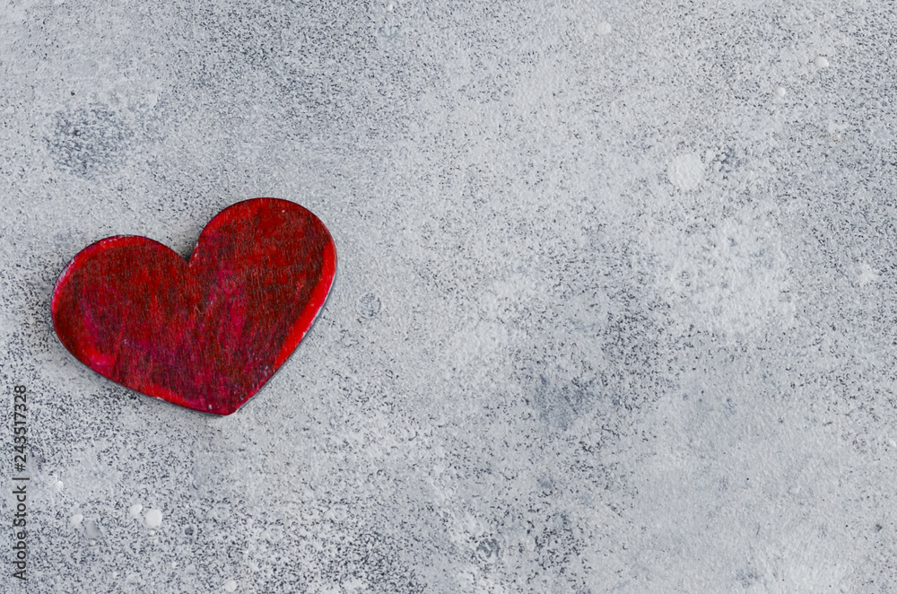 Red heart symbol of love on winter background with copy space. Concept for Saint Valentine Day celebration. Red heart symbol of love on winter background with copy space. Concept for Saint Valentine Day celebration.
