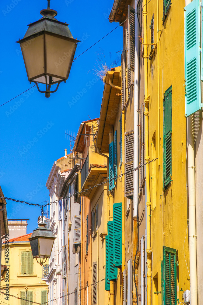 View on the historic architecture in Cannes, France on a sunny day.