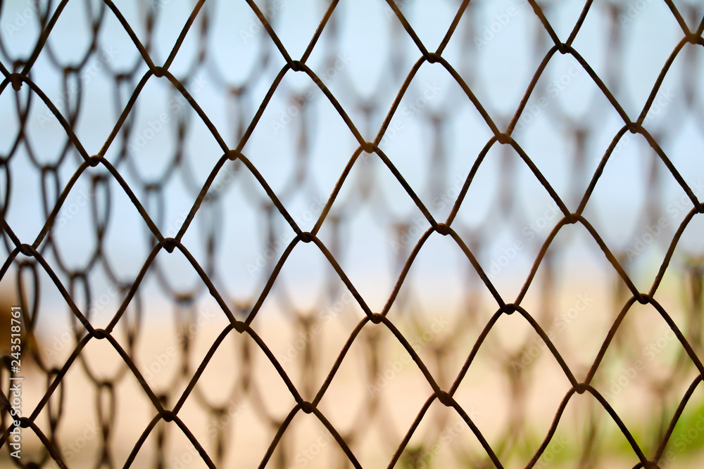Steel wire fence to prevent dangerous areas along the beach Steel wire fence to prevent dangerous areas along the beach
