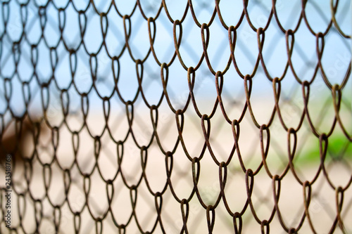 Steel wire fence to prevent dangerous areas along the beach