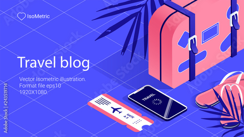 illustration work tabel, Travel bloger, banners set