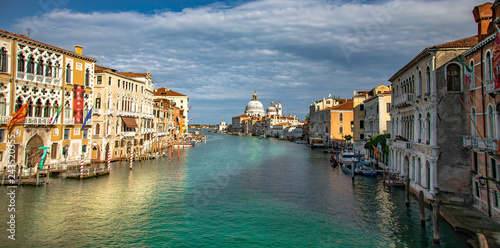 Italy beauty, Grand canal with cathedral Santa Maria della Salute in Venice , Venezia