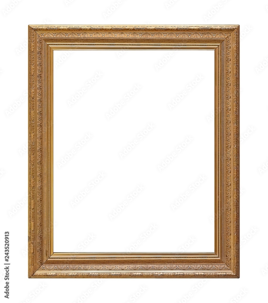 Golden frame for paintings, mirrors or photo isolated on white background Golden frame for paintings, mirrors or photo isolated on white background