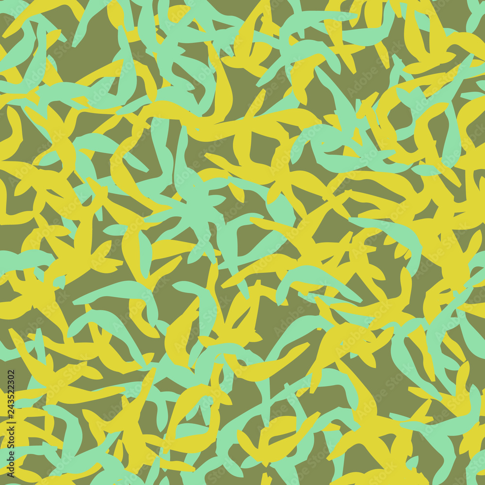UFO camouflage of various shades of green, blue and yellow colors UFO camouflage of various shades of green, blue and yellow colors
