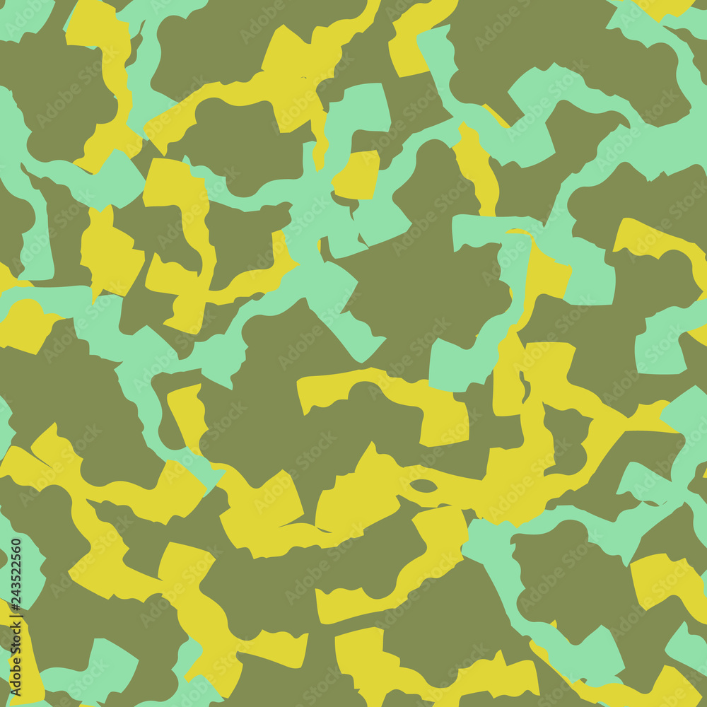 UFO camouflage of various shades of green, blue and yellow colors UFO camouflage of various shades of green, blue and yellow colors