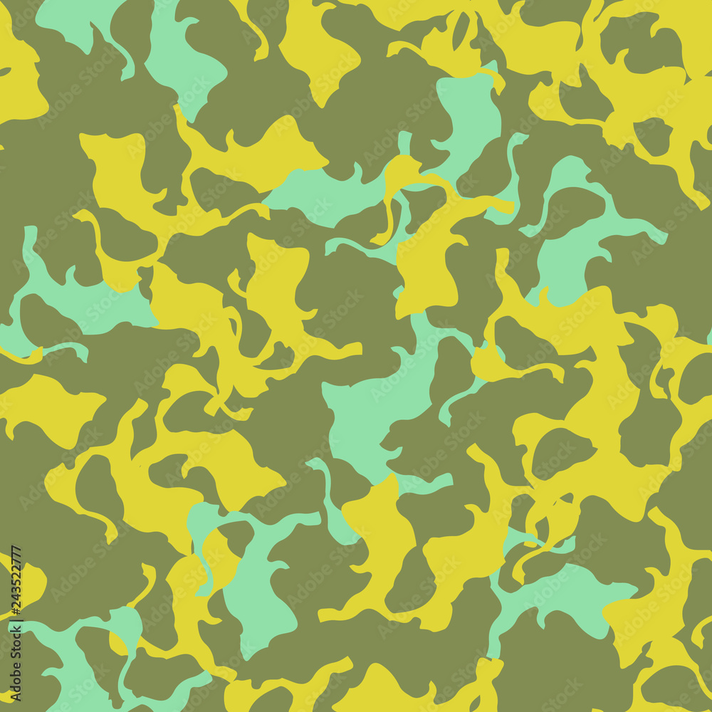 UFO camouflage of various shades of green, blue and yellow colors UFO camouflage of various shades of green, blue and yellow colors