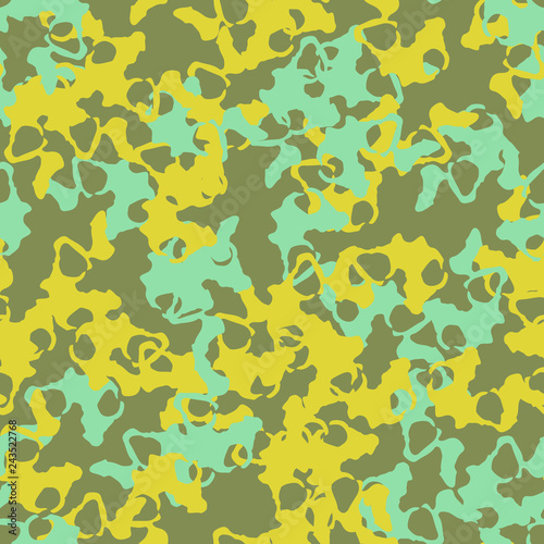UFO camouflage of various shades of green, blue and yellow colors